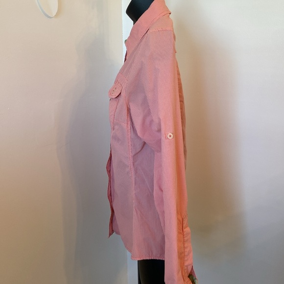 The North Face Womens Button Down Shirt Orange 100% Nylon Vapor Wick Logo Size S - Picture 6 of 12